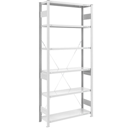 Boltless shelving unit, medium duty, single-sided, HxWxD 2500 x 1000 x 400 mm, grey, standard shelf unit.