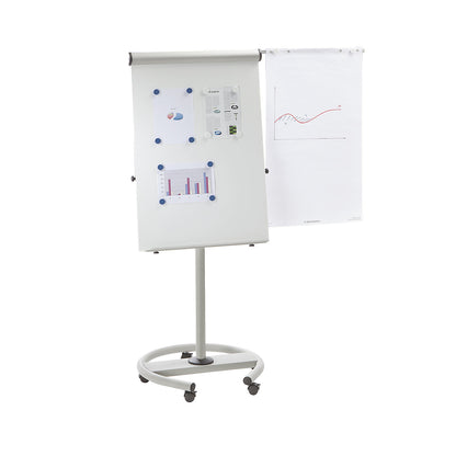 Mobile flip-chart, with round base, height 1920 mm.