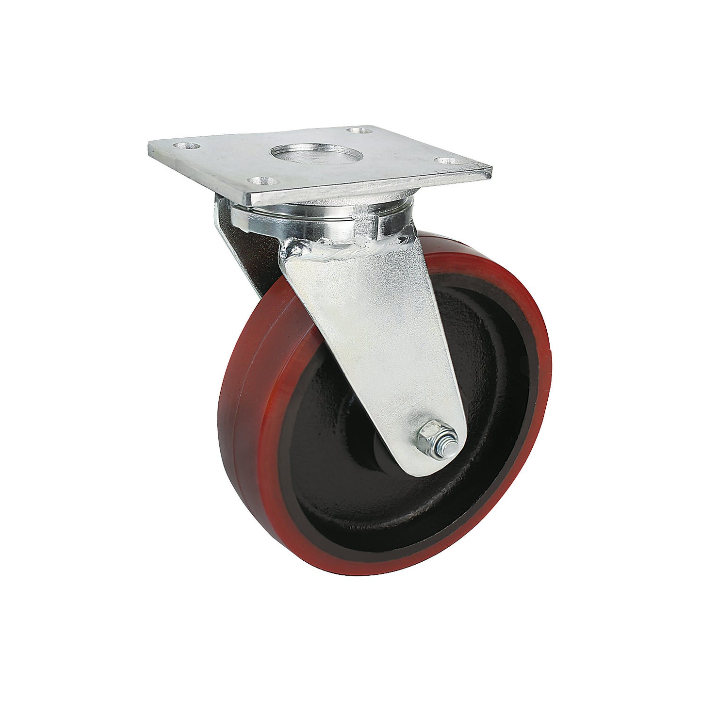 Polyurethane tyre, plate dims. 175 x 140 mm, wheel Ø x width 300 x 75 mm, swivel castor.