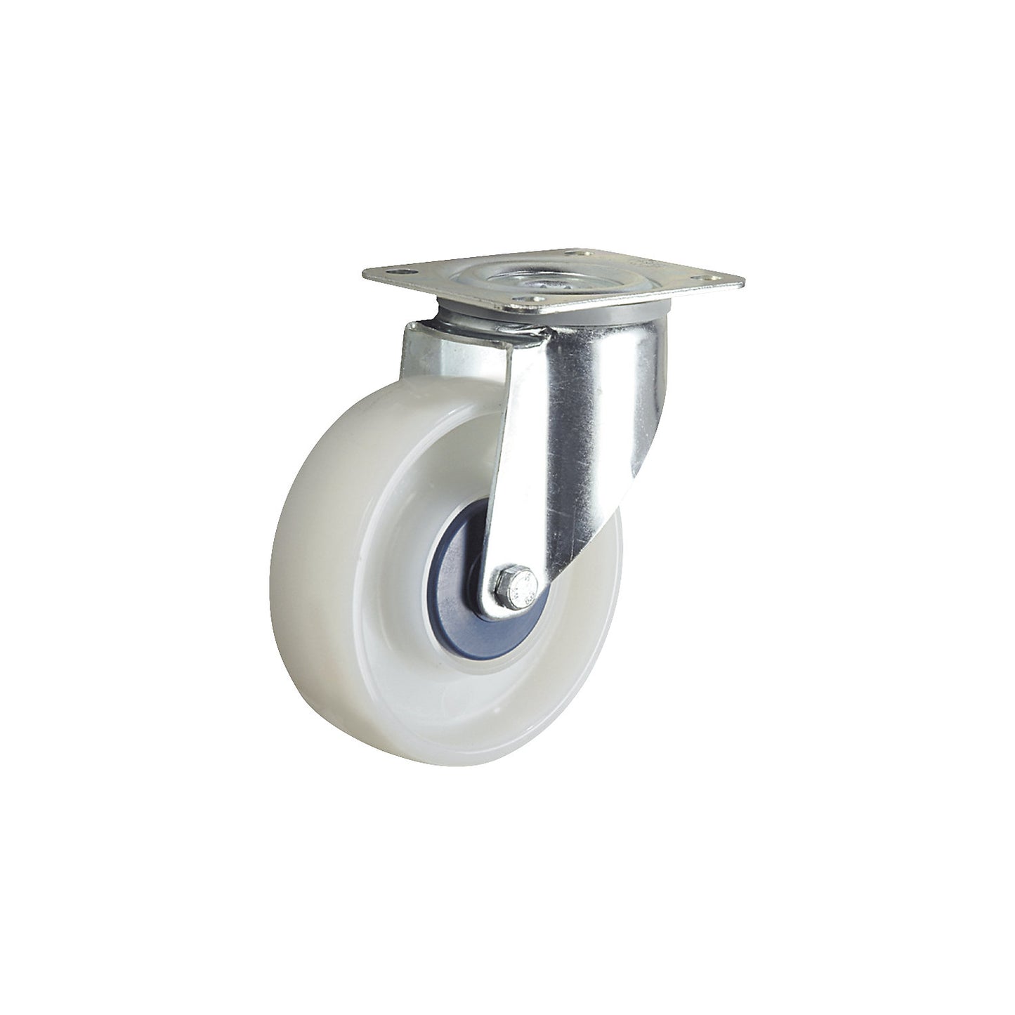 Nylon wheel, white, wheel Ø x width 125 x 40 mm, swivel castor.