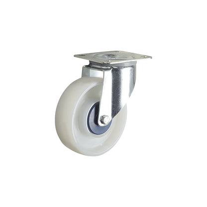 Nylon wheel, white, wheel Ø x width 125 x 40 mm, swivel castor.