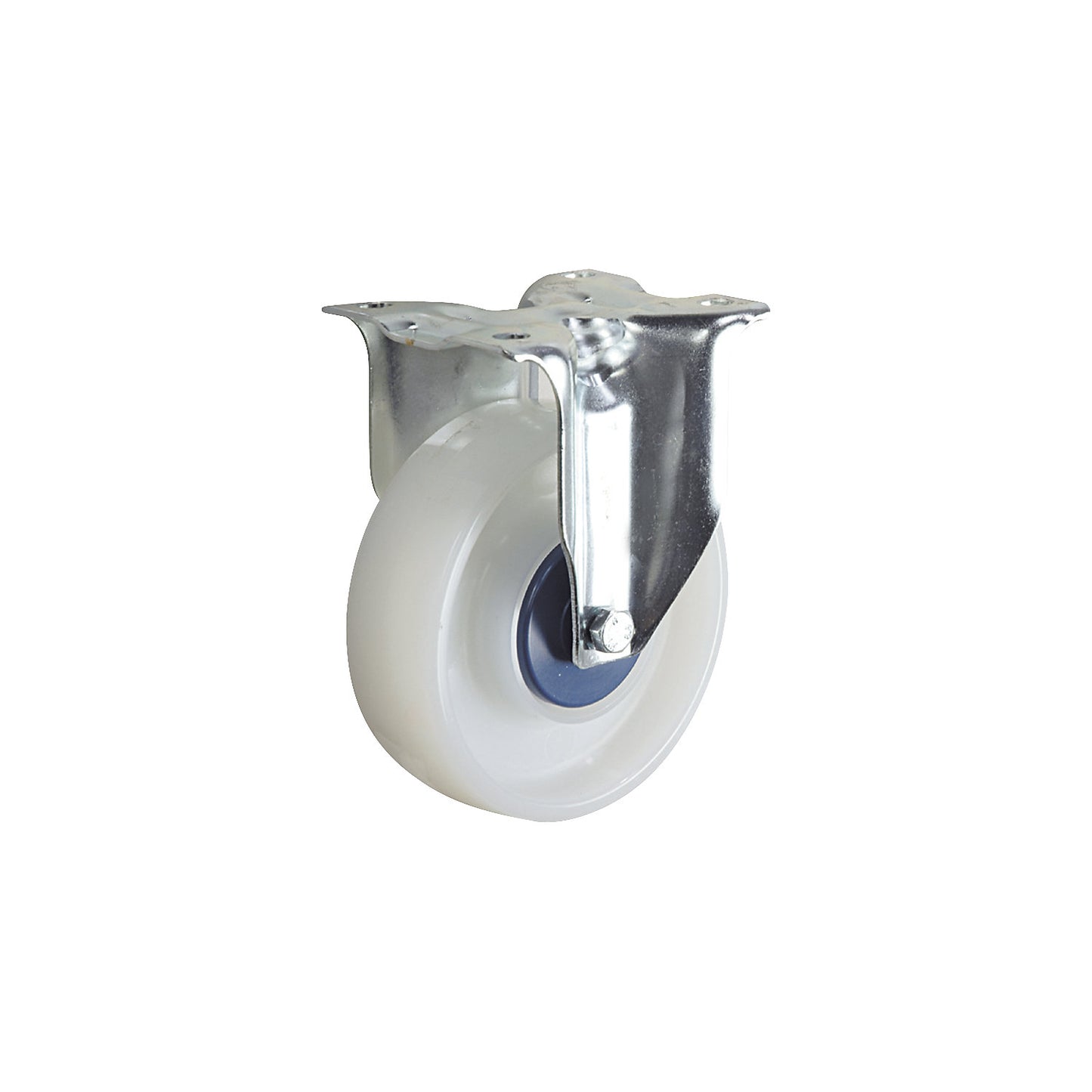 Nylon wheel, white, wheel Ø x width 125 x 40 mm, fixed castor.