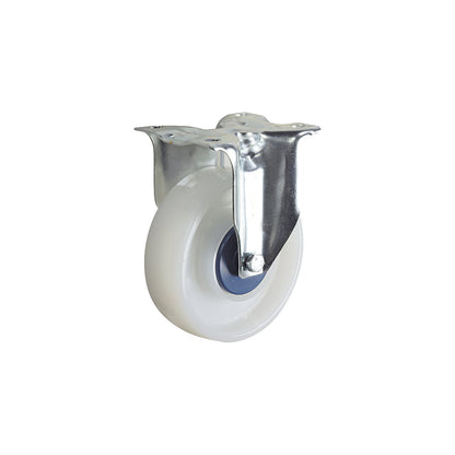 Nylon wheel, white, wheel Ø x width 125 x 40 mm, fixed castor.