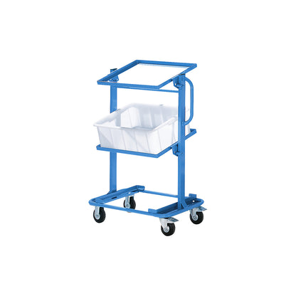 Order picking trolley, with 1 fixed and 2 tiltable shelf frames, max. load 150 kg.