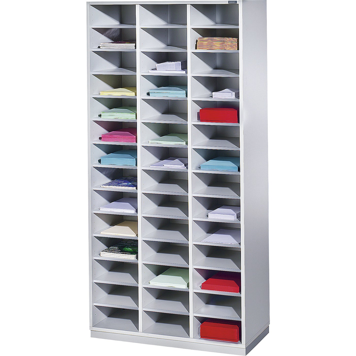 Sorting shelf unit, HxWxD 1864 x 913 x 420 mm, 42 x A4 compartments, light grey RAL 7035.