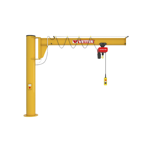 ASSISTENT AS post mounted jib crane, without electric chain hoist, max. load 250 kg, reach 5 m.