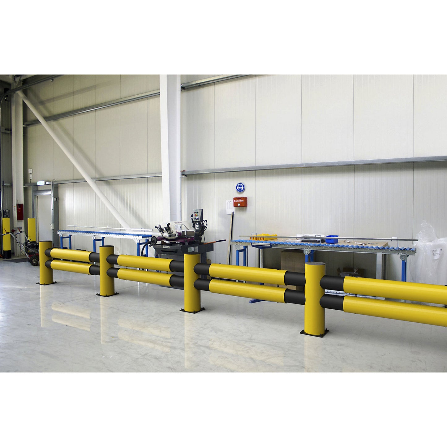 Safety railing, flexible plastic, made of flexible plastic, type Hotel, end posts.