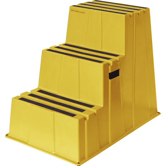 Plastic step with non-slip step surface, max. load 150 kg, 3 steps, yellow.