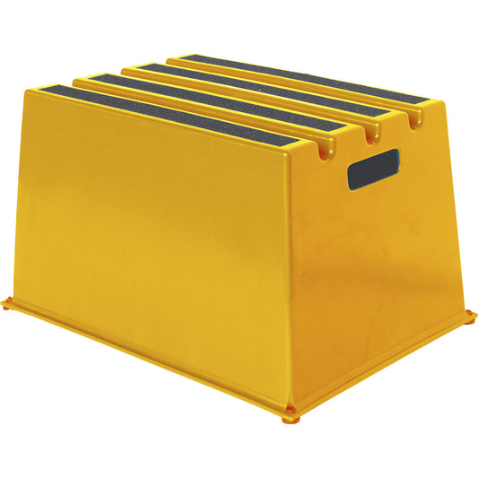 Plastic step with non-slip step surface, max. load 150 kg, 1 step, yellow.