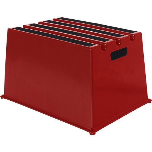 Plastic step with non-slip step surface, max. load 150 kg, 1 step, red.