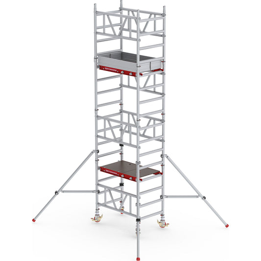 Standard MiTOWER quick assembly mobile access tower, wooden platform, LxW 1200 x 750 mm, working height 5 m.