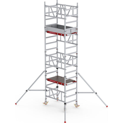 Standard MiTOWER quick assembly mobile access tower, wooden platform, LxW 1200 x 750 mm, working height 5 m.