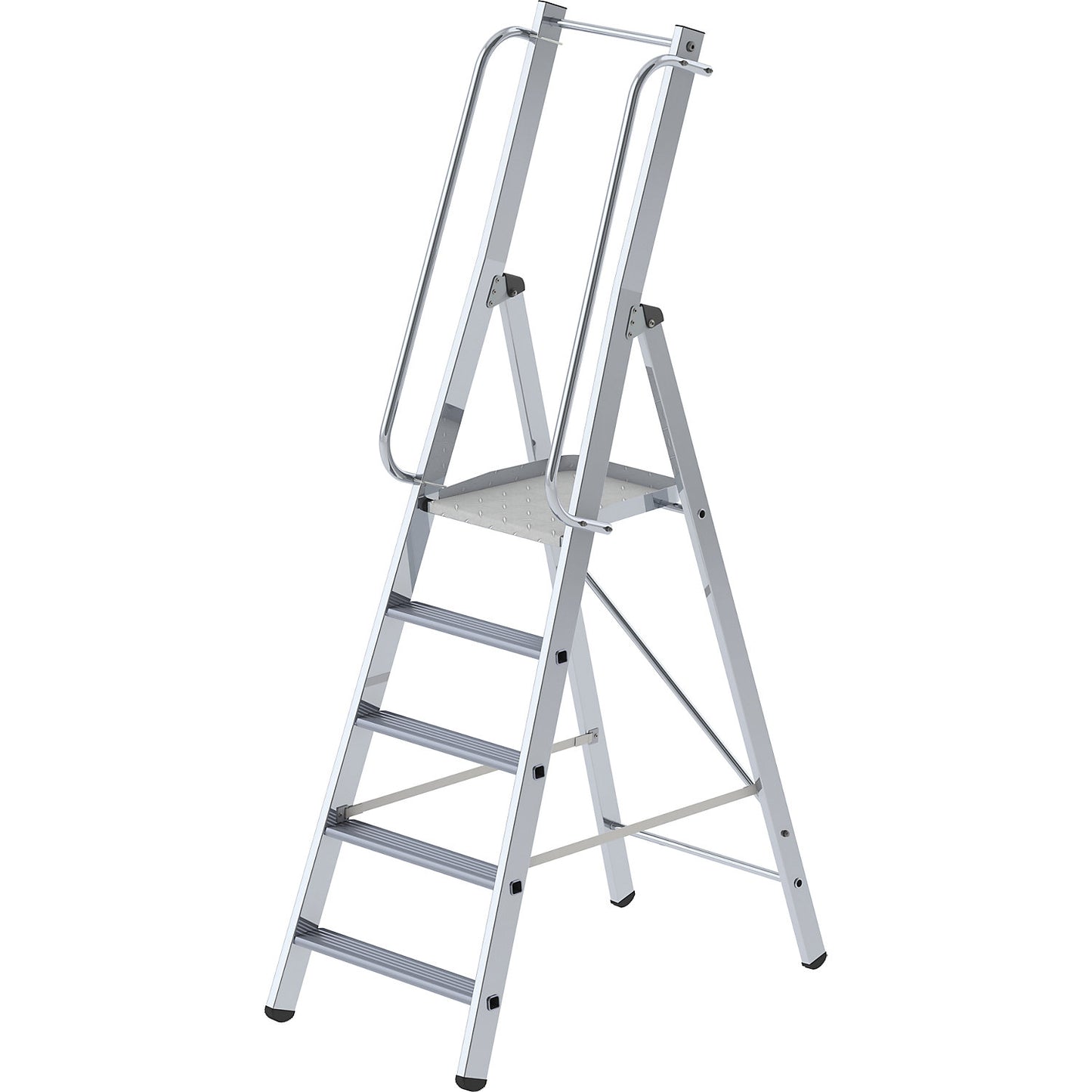 Aluminium step ladder, single sided access, 5 steps.