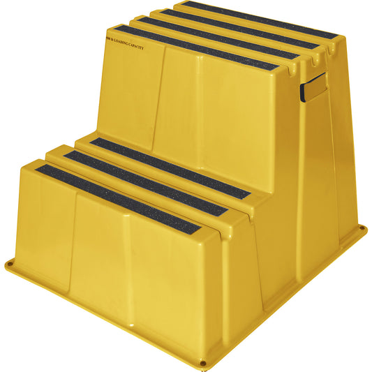 Plastic step with non-slip step surface, max. load 150 kg, 2 steps, yellow.