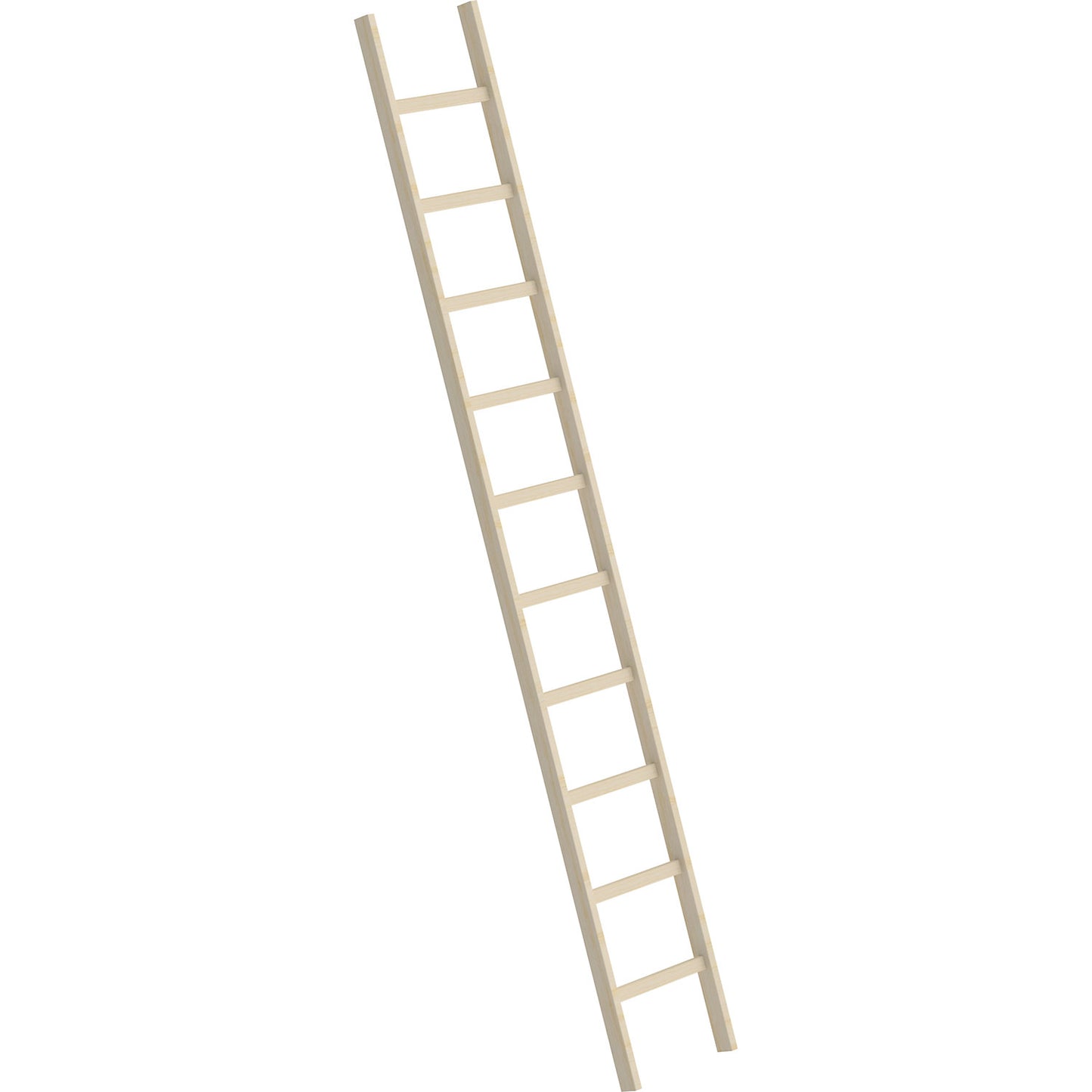 Wooden lean to ladder, with rungs, 10 rungs.