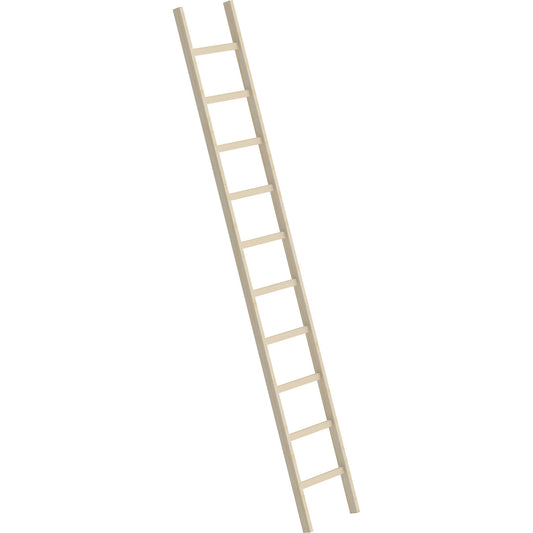 Wooden lean to ladder, with rungs, 10 rungs.
