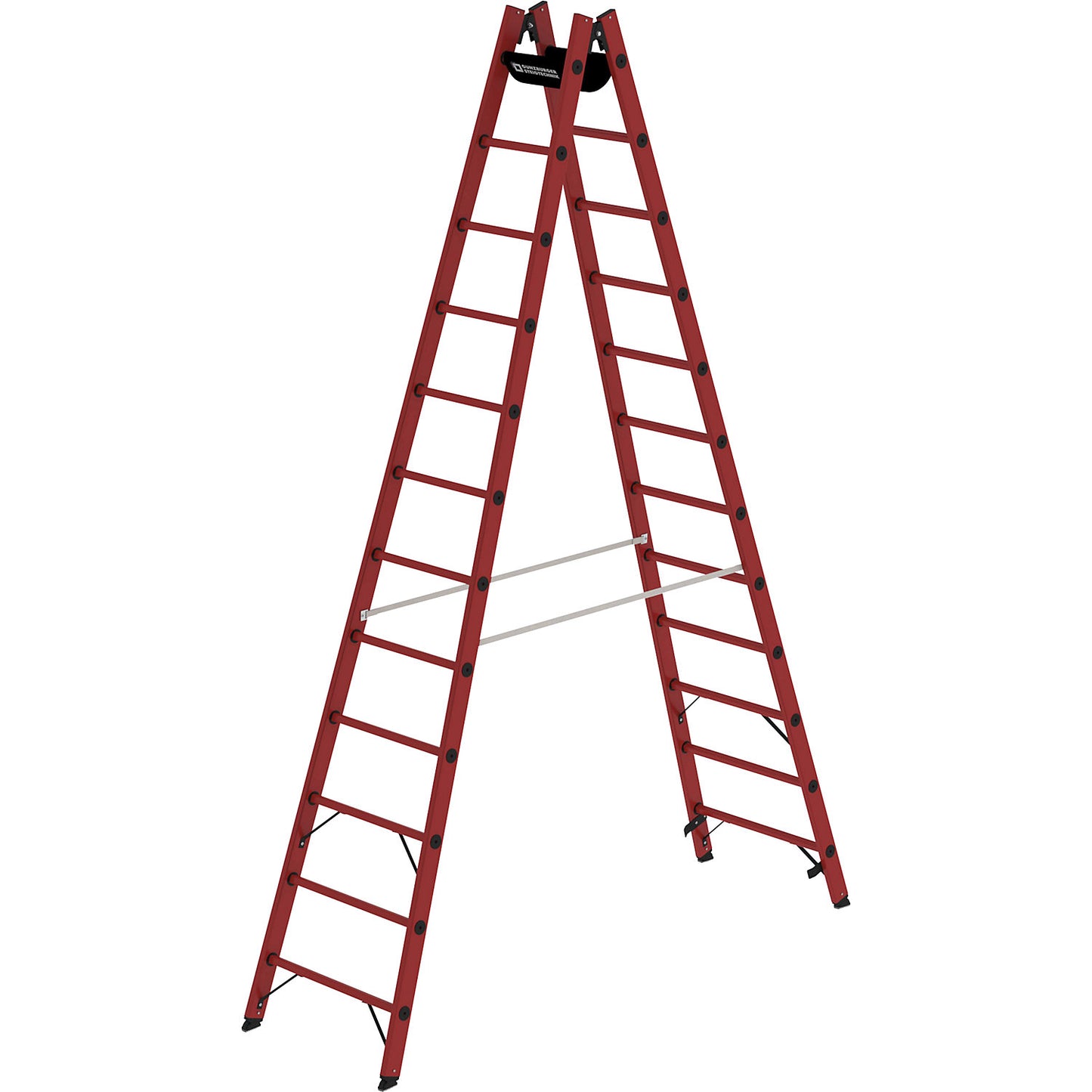 Solid plastic ladder, made entirely of GRP, 2 x 12 rungs.