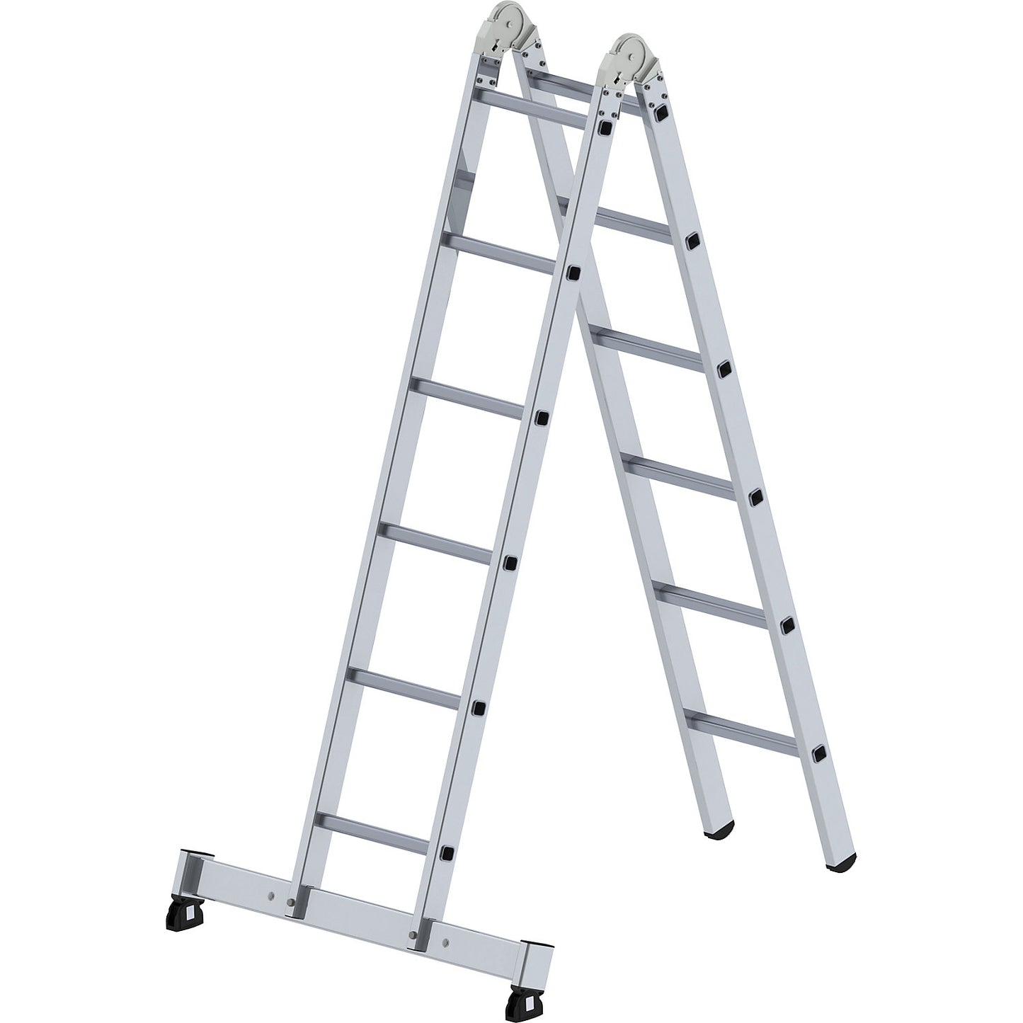 Aluminium folding ladder, can be used as step or lean-to ladder, 2 x 6 rungs.
