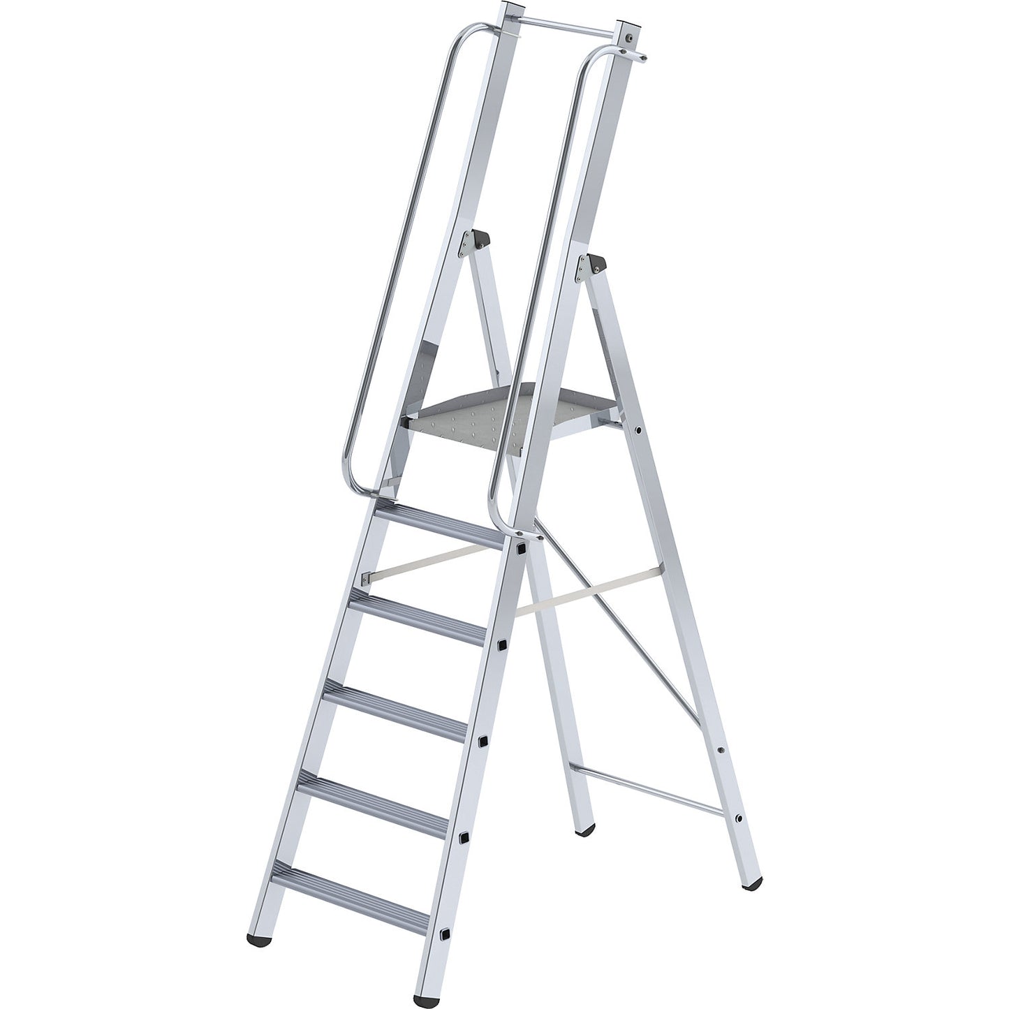 Aluminium step ladder, single sided access, 6 steps.