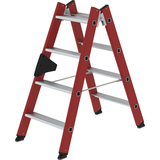 Plastic ladder, with ribbed aluminium steps, 2 x 4 steps.