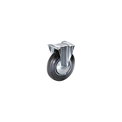 Solid rubber tyre on sheet steel rim, wheel Ø x width 280 x 70 mm, fixed castor.