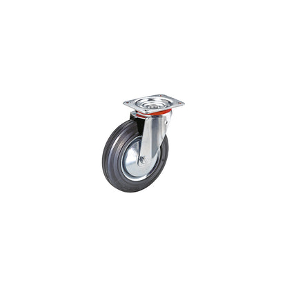 Solid rubber tyre on sheet steel rim, wheel Ø x width 250 x 60 mm, swivel castor.