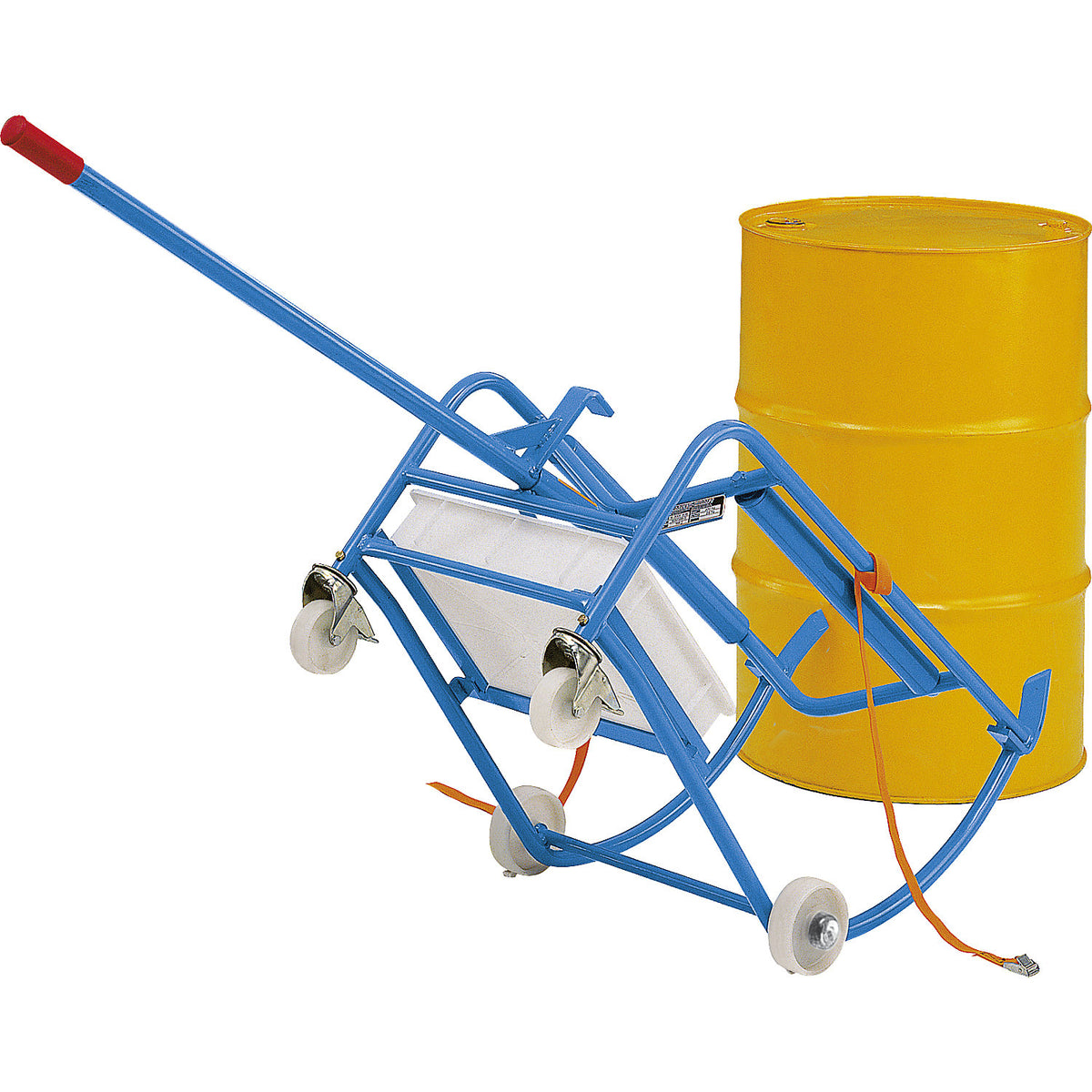 Drum stand for 200 litre drum, drum support with 2 metal rollers, with oil drip tray.