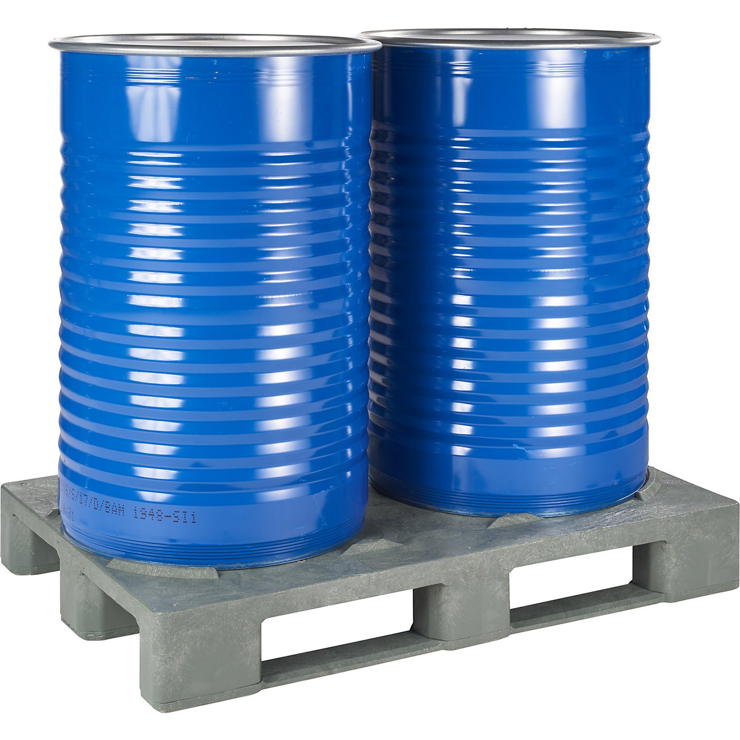 Drum pallet, with 3 runners, 1+ items.