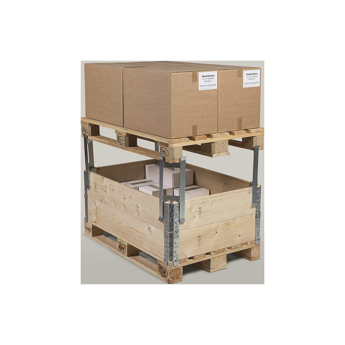 Spacer, pack of 4, for pallet collar to pallet, 400 mm clearance height.