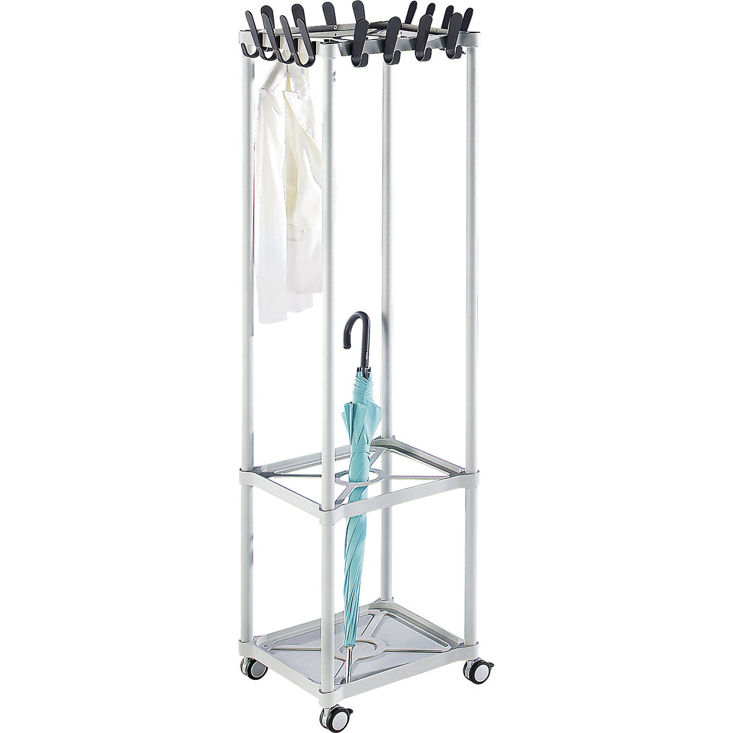 Coat rack, multi-column, square, 16 hooks.