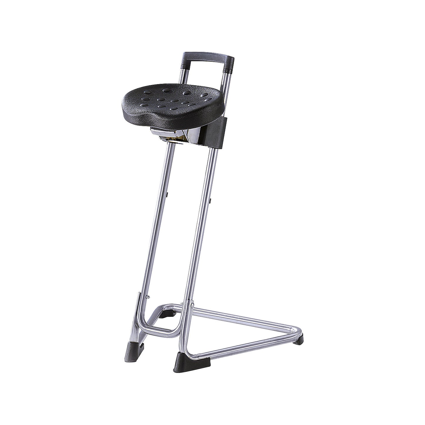 Anti-fatigue stool, stainless steel (V2A), infinite height adjustment 600 - 850 mm, stainless steel.