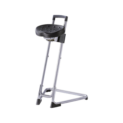Anti-fatigue stool, stainless steel (V2A), infinite height adjustment 600 - 850 mm, stainless steel.