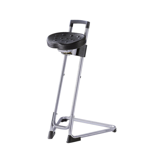 Anti-fatigue stool, stainless steel (V2A), infinite height adjustment 600 - 850 mm, stainless steel.
