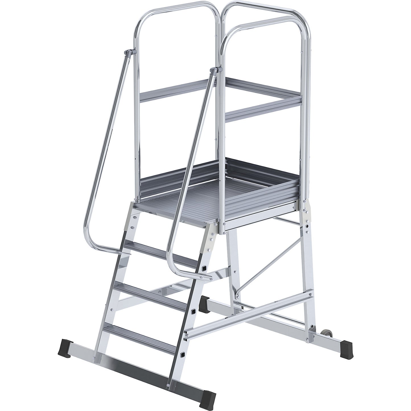 Aluminium mobile safety steps, single sided, mobile, 4 steps.