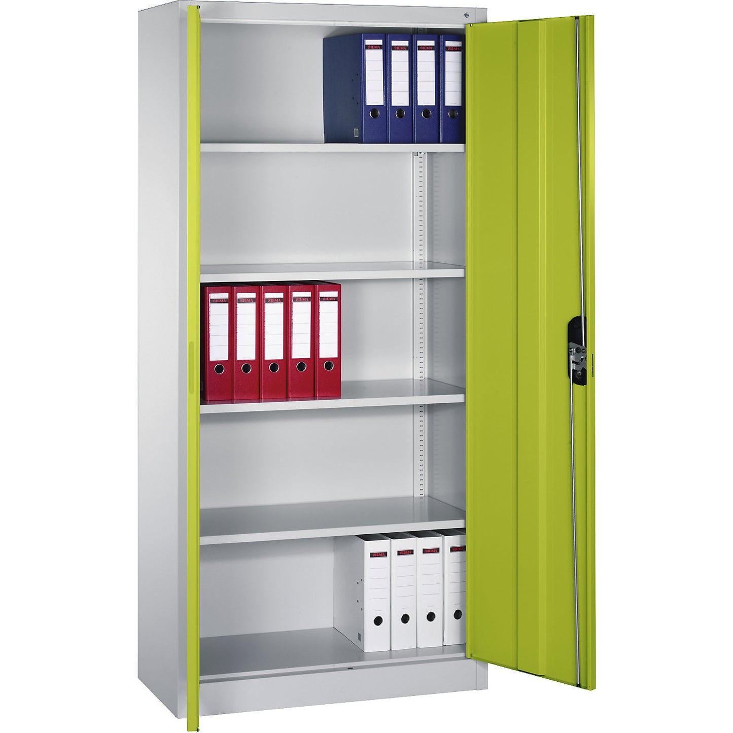 ACURADO universal cupboard, WxD 930 x 400 mm, light grey / viridian green.