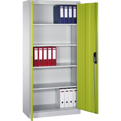 ACURADO universal cupboard, WxD 930 x 400 mm, light grey / viridian green.