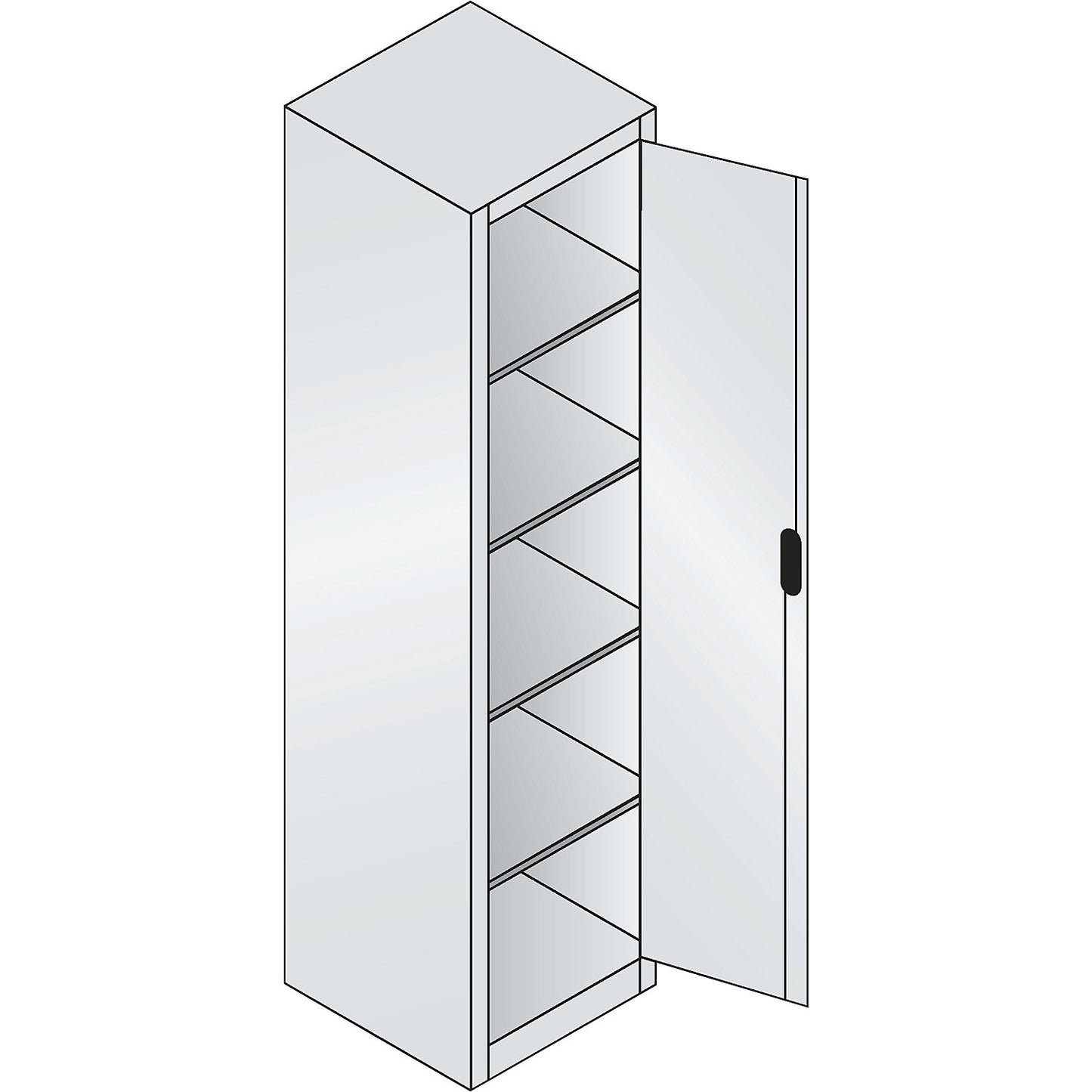 ACURADO universal cupboard, WxD 500 x 500 mm, black grey / white aluminium.