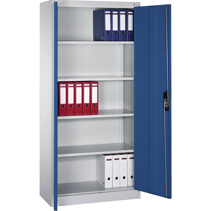 ACURADO universal cupboard, WxD 930 x 400 mm, light grey / gentian blue.