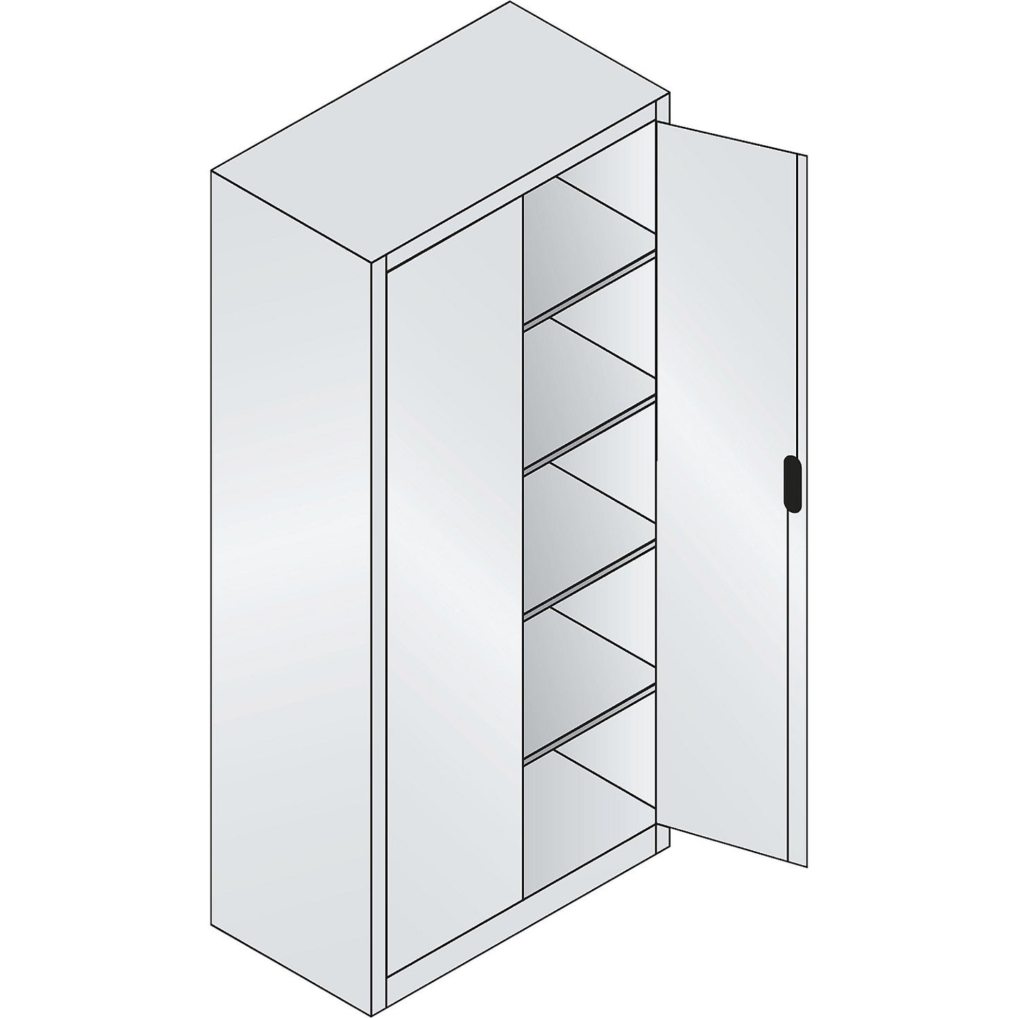 ACURADO universal cupboard, WxD 930 x 500 mm, black grey / pure white.