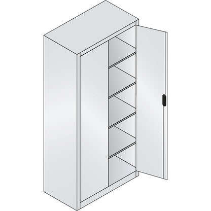 ACURADO universal cupboard, WxD 930 x 500 mm, light grey / white aluminium.