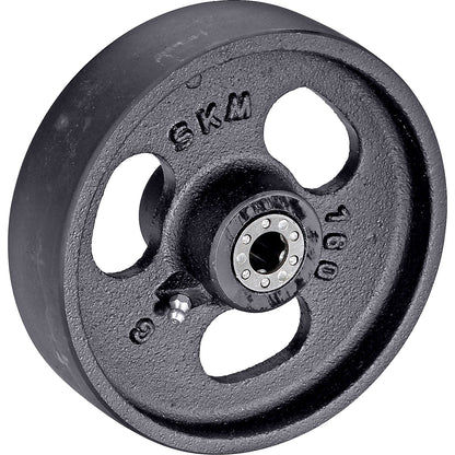 Grey cast iron wheel, roller bearings, wheel Ø x width 80 x 35 mm.