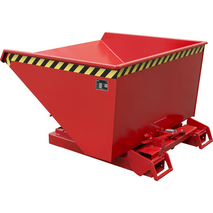 Automatic tilting skip, capacity 1.2 m³, red RAL 3000.