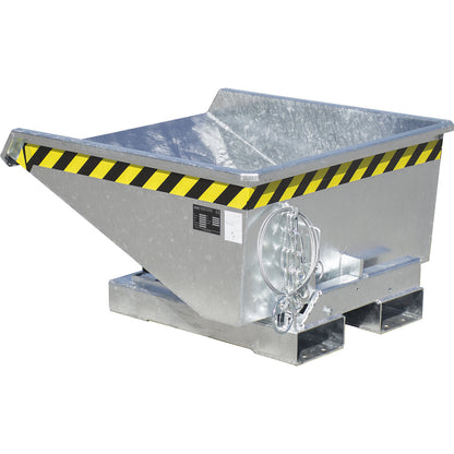 Tilting skip incl. roll-off mechanism, capacity 0.225 m³, LxWxH 960 x 925 x 540 mm, hot dip galvanised.