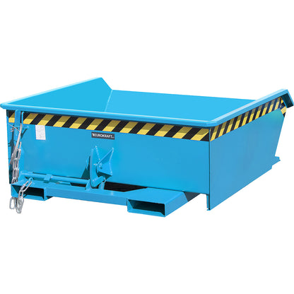 Mini tilting skip, low front edge, capacity 0.46 m³, blue RAL 5012.