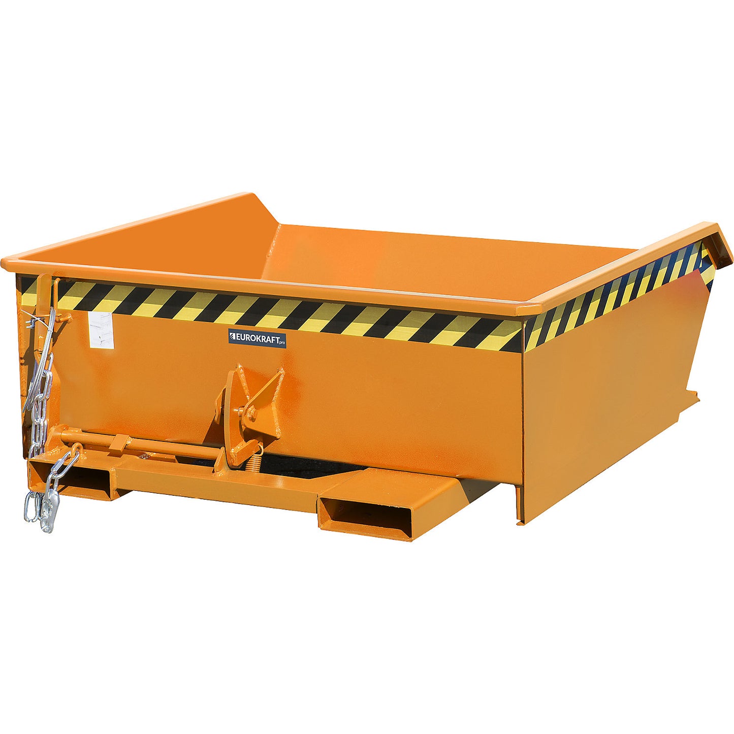 Mini tilting skip, low front edge, capacity 0.61 m³, orange RAL 2000.