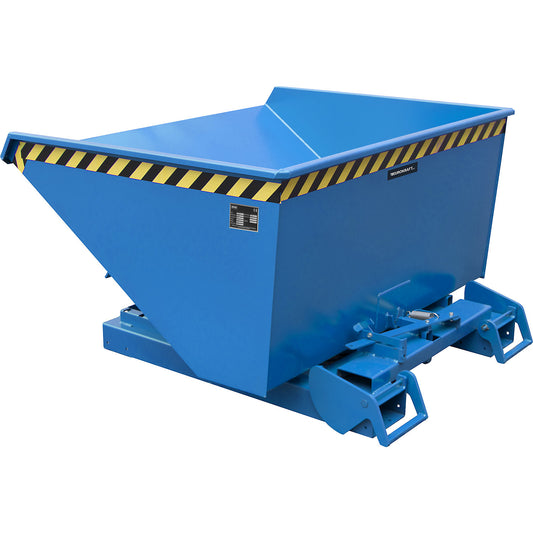 Automatic tilting skip, capacity 0.6 m³, blue RAL 5012.