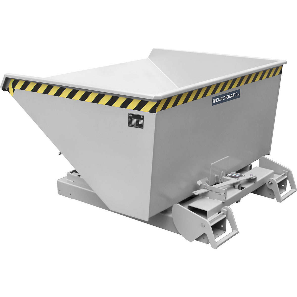 Automatic tilting skip, capacity 0.6 m³, galvanised.