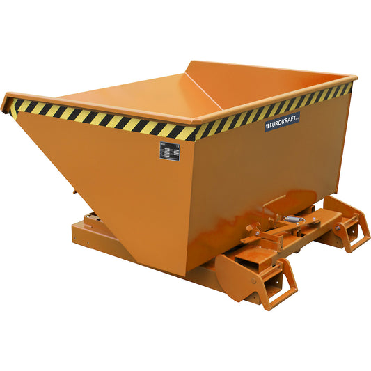 Automatic tilting skip, capacity 0.6 m³, orange RAL 2000.