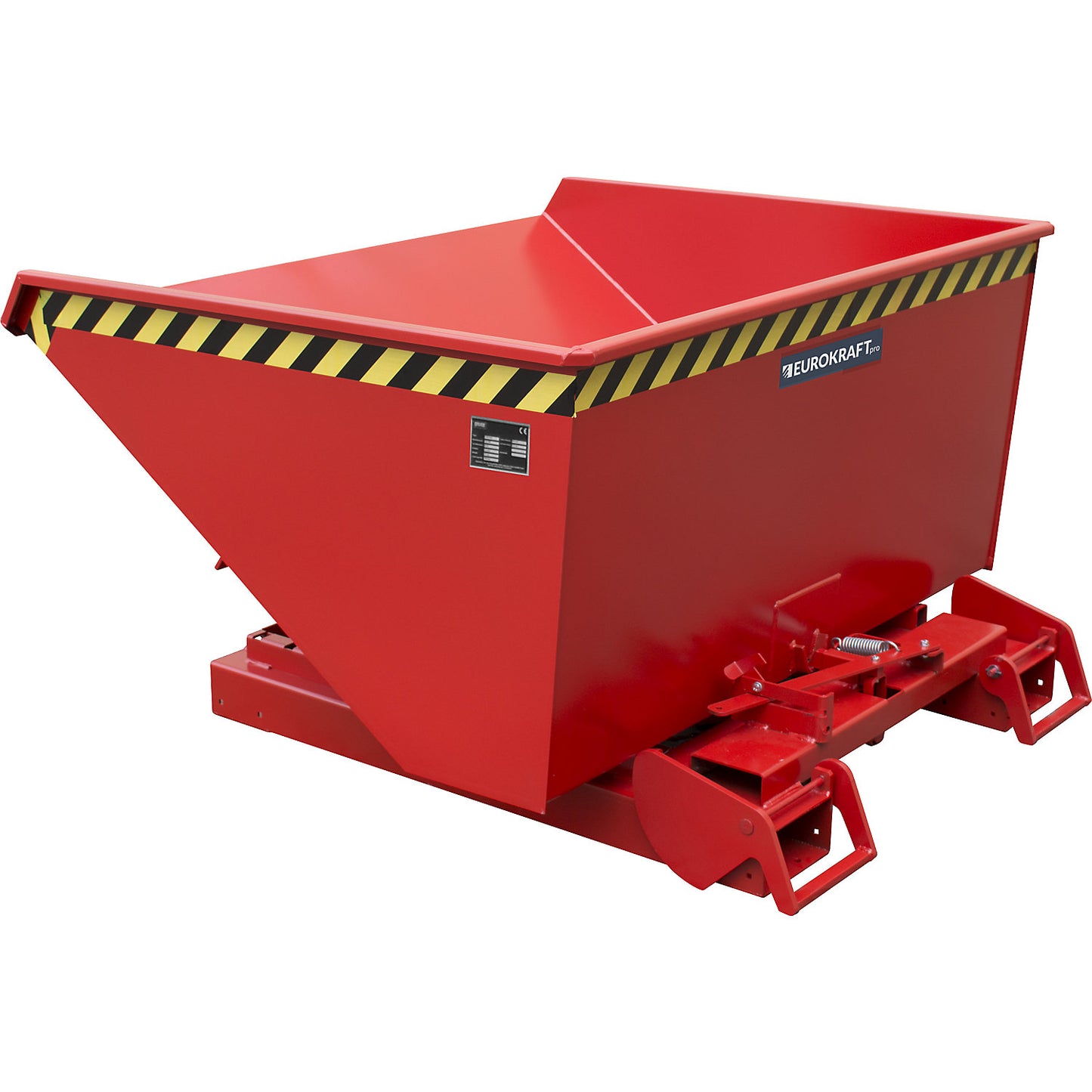 Automatic tilting skip, capacity 0.6 m³, red RAL 3000.