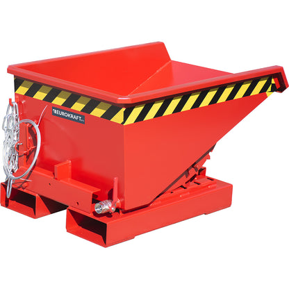 Mini tilting skip for chippings, capacity 0.225 m³, red RAL 3000.